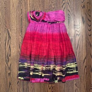 Y2K Vibrant Pink and Purple Women's Strapless Mini Dress